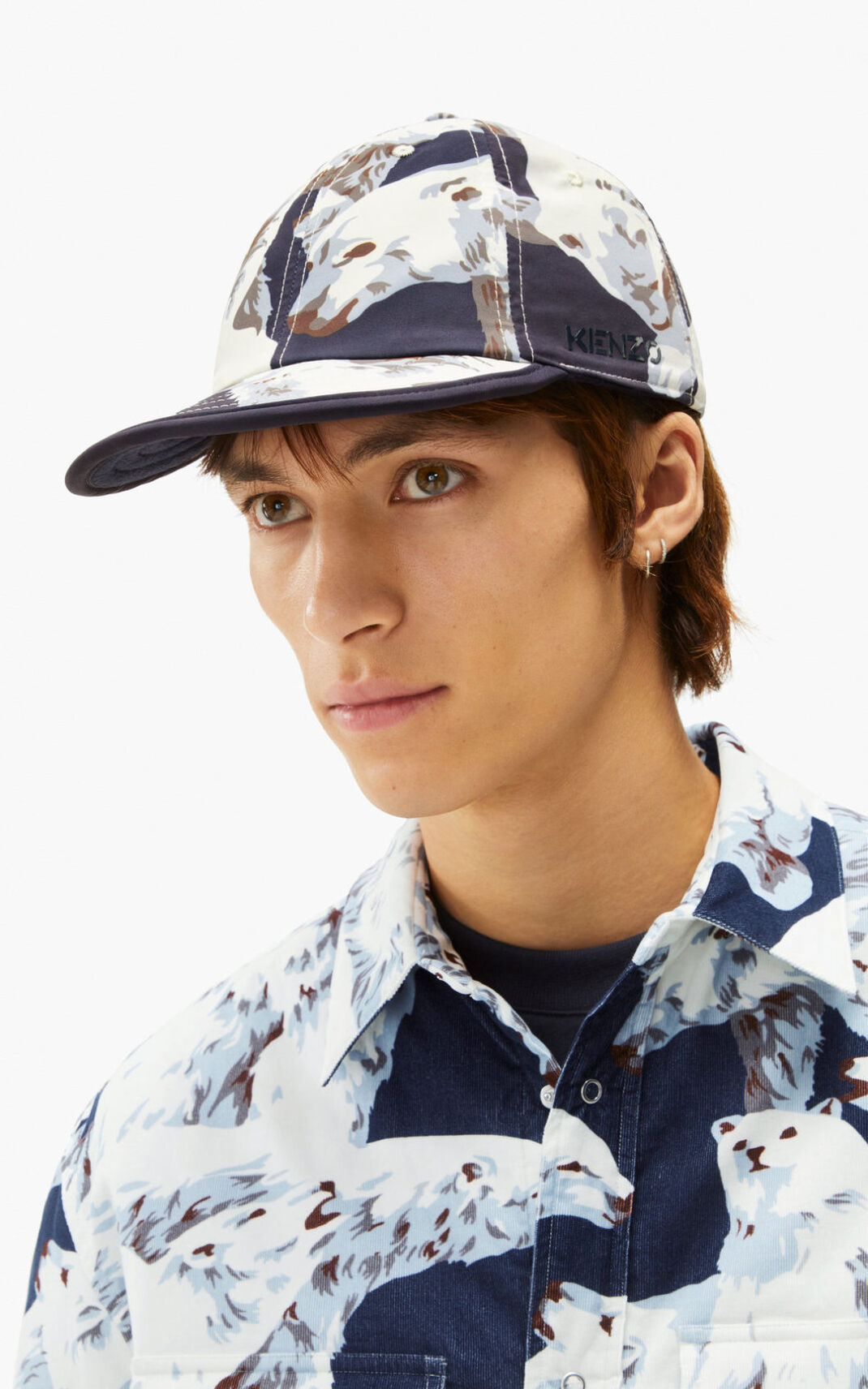 Casquette Kenzo Homme Polar Bear The Hiver Capsule reversible baseball Bleu Noir KUBYV-9768